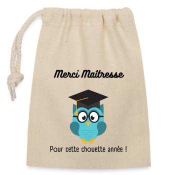 Cadeau merci maîtresse - Sac cadeau en coton avec cordon (14 x 20 cm) - nature - Devant