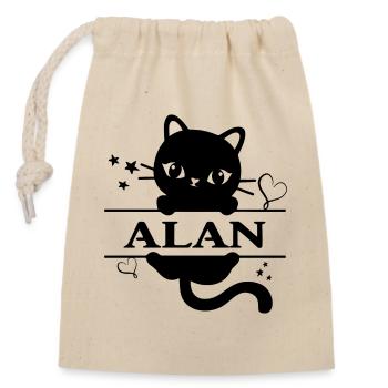 T-Shirt Alan T-Shirt Geschenkidee - Verschließbarer Geschenkbeutel aus Baumwolle (14x20cm) - Natur - Vorne