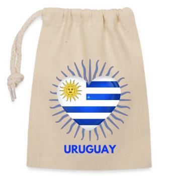 WM Fussball in Katar I Love Uruguay Logo - Verschließbarer Geschenkbeutel aus Baumwolle (14x20cm) - Natur - Vorne