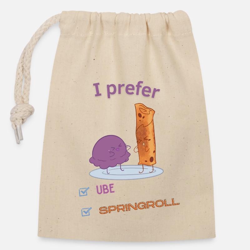 Ube ou rouleau de printemps - Sac cadeau en coton avec cordon (14 x 20 cm) - nature