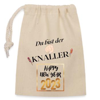 Du bist der Knaller | T-Shirt, Tasse, Sticker etc. - Verschließbarer Geschenkbeutel aus Baumwolle (14x20cm) - Natur - Vorne
