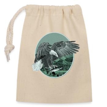 Adler Adlermotiv Weißkopfseeadler Jagd Fischfang - Verschließbarer Geschenkbeutel aus Baumwolle (14x20cm) - Natur - Vorne