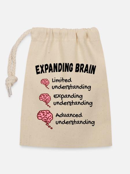 Gehirn erweitern - Expanding Brain Meme - Verschließbarer Geschenkbeutel aus Baumwolle (14x20cm) - Natur
