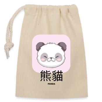 Panda Mignon - Sac cadeau en coton avec cordon (14 x 20 cm) - nature - Devant