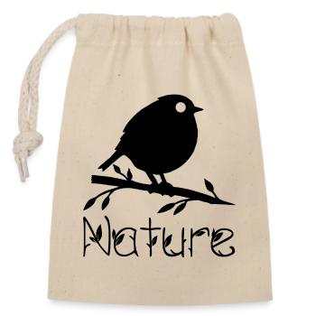 Nature wakes up (black) - Closable cotton gift bag (14x20cm) - nature - Front