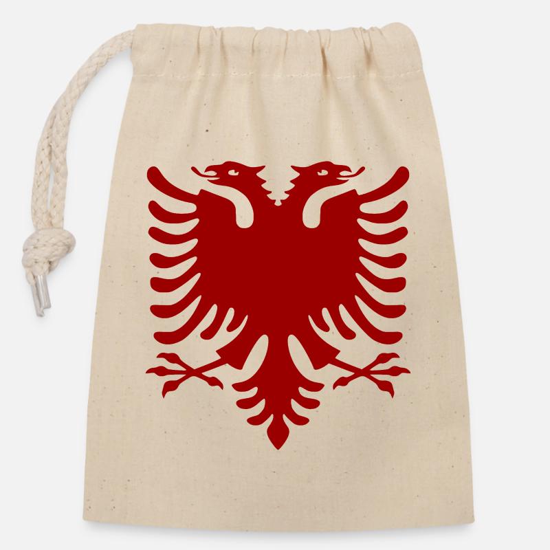 Albanian Eagle - Closable cotton gift bag (14x20cm) - nature