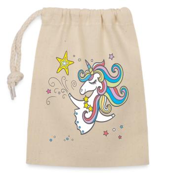 Einhorn magic - Verschließbarer Geschenkbeutel aus Baumwolle (14x20cm) - Natur - Vorne