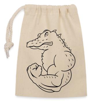 strong crocodile - Closable cotton gift bag (14x20cm) - nature - Front