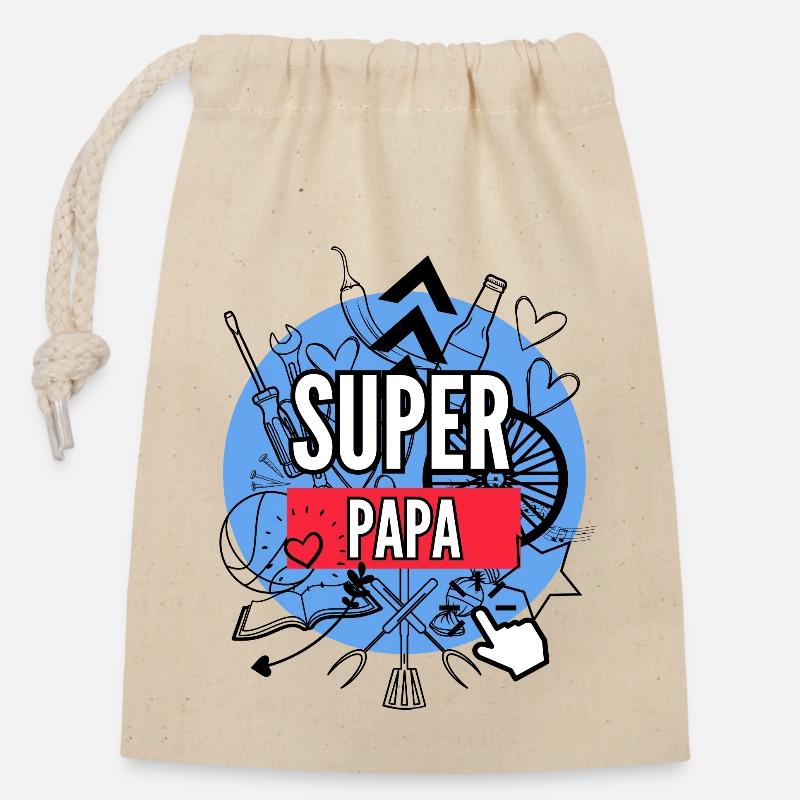 Superdad - Closable cotton gift bag (14x20cm) - nature