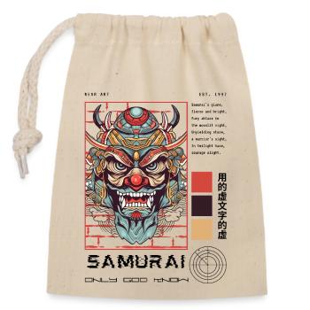 Samurai Only God Know - Closable cotton gift bag (14x20cm) - nature - Front