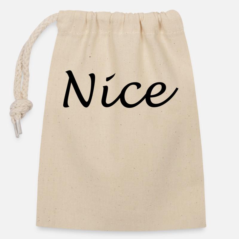 Nice - Closable cotton gift bag (14x20cm) - nature