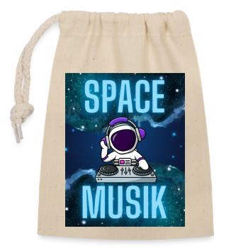 Space Musik - Verschließbarer Geschenkbeutel aus Baumwolle (14x20cm) - Natur - Vorne