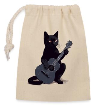 Musiker Schwarze Katze Gitarrist Bombay Katzen - Verschließbarer Geschenkbeutel aus Baumwolle (14x20cm) - Natur - Vorne