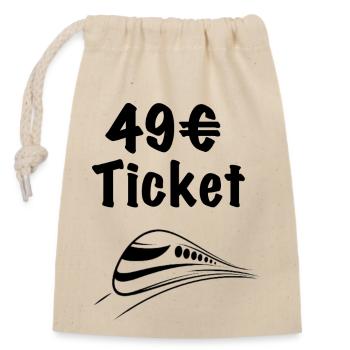 49 ticket bzw Deutschlandticket - Verschließbarer Geschenkbeutel aus Baumwolle (14x20cm) - Natur - Vorne