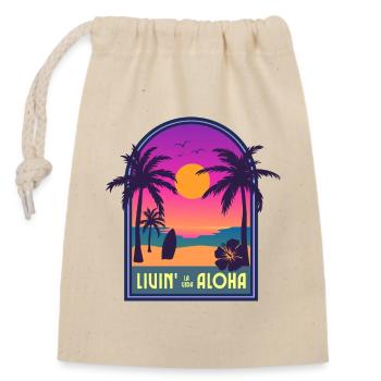 Livin' La Vida Aloha - Closable cotton gift bag (14x20cm) - nature - Front