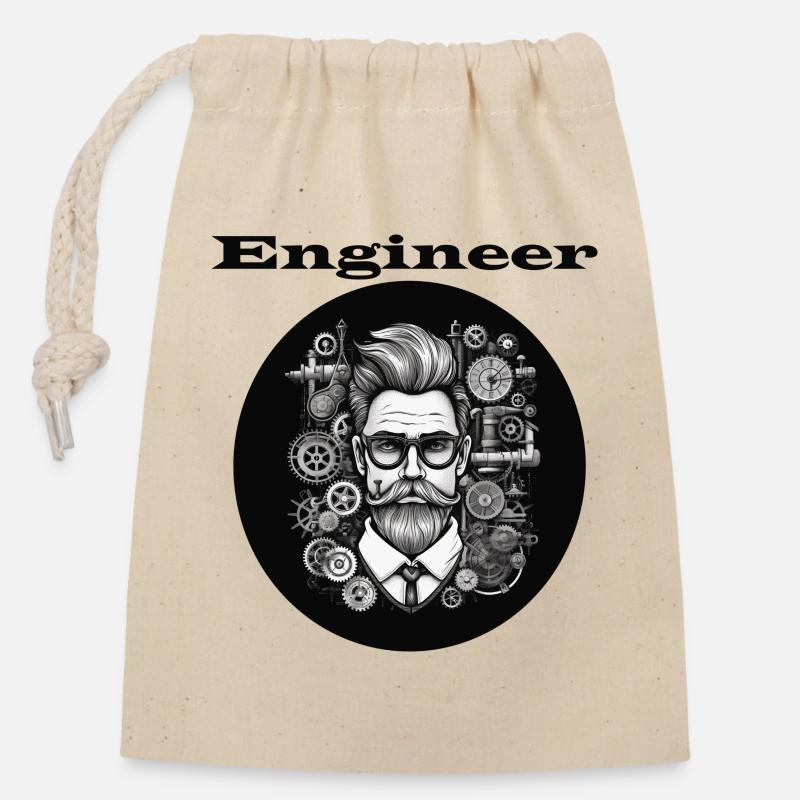 Engineer - Closable cotton gift bag (14x20cm) - nature