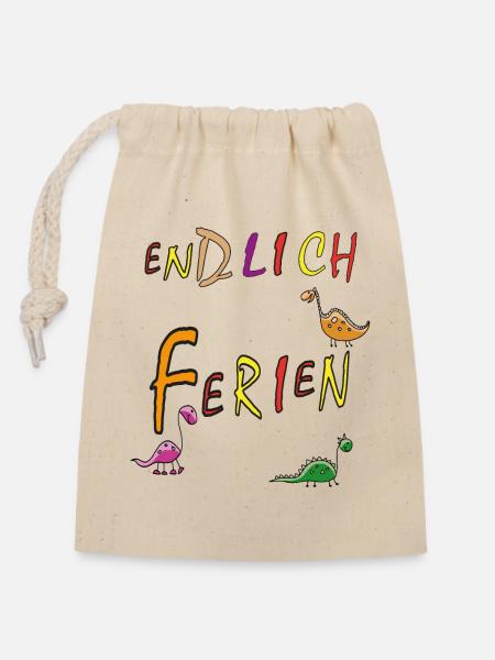 Ferien Urlaub - Verschließbarer Geschenkbeutel aus Baumwolle (14x20cm) - Natur