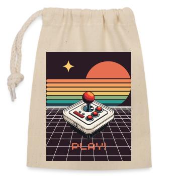 Gaming Retro Design - Play! - Closable cotton gift bag (14x20cm) - nature - Front