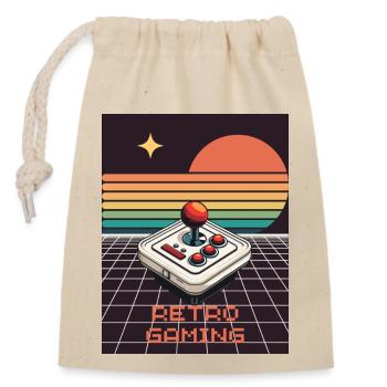 Conception de jeux de style rétro - Sac cadeau en coton avec cordon (14 x 20 cm) - nature - Devant