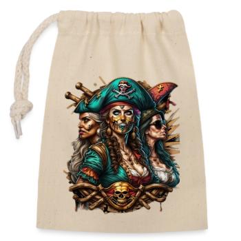 Pirates - Sac cadeau en coton avec cordon (14 x 20 cm) - nature - Devant