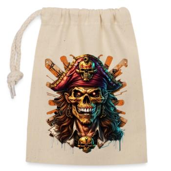 Pirate - Sac cadeau en coton avec cordon (14 x 20 cm) - nature - Devant