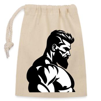 trained guy - Closable cotton gift bag (14x20cm) - nature - Front