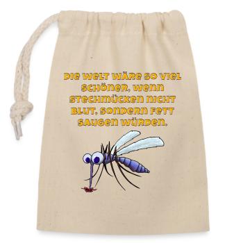 Stechmücke Fett-Satire - Verschließbarer Geschenkbeutel aus Baumwolle (14x20cm) - Natur - Vorne