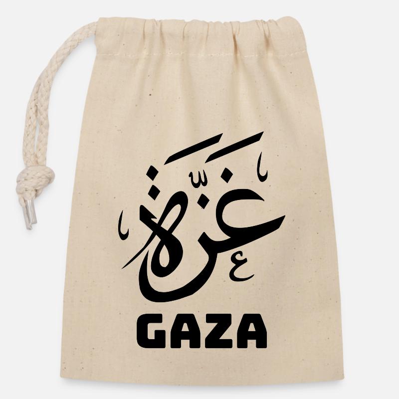 Gaza غزة - Closable cotton gift bag (14x20cm) - nature