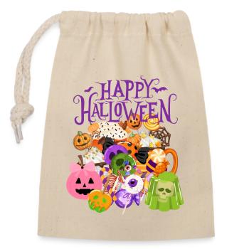 Doux Halloween - Sac cadeau en coton avec cordon (14 x 20 cm) - nature - Devant