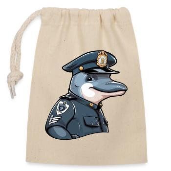 Police des dauphins - Sac cadeau en coton avec cordon (14 x 20 cm) - nature - Devant
