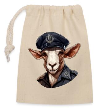 Police des chèvres - Sac cadeau en coton avec cordon (14 x 20 cm) - nature - Devant