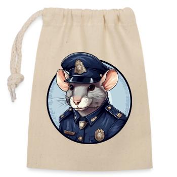 Rats Policewoman - Closable cotton gift bag (14x20cm) - nature - Front