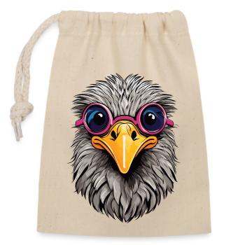 Autruche - Sac cadeau en coton avec cordon (14 x 20 cm) - nature - Devant
