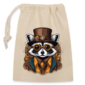 Raccoon Punk - Closable cotton gift bag (14x20cm) - nature - Front