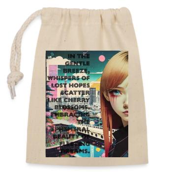 Fille d’anime triste - Sac cadeau en coton avec cordon (14 x 20 cm) - nature - Devant