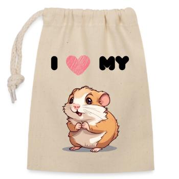 Hamsterliebe - süßer Hamster - Verschließbarer Geschenkbeutel aus Baumwolle (14x20cm) - Natur - Vorne