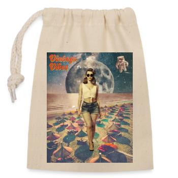 Poster Beach Retro Vibes - Closable cotton gift bag (14x20cm) - nature - Front
