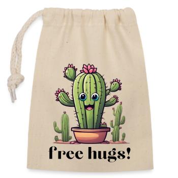 free hugs kaktus cartoon - lustiger Kaktus Stachel - Verschließbarer Geschenkbeutel aus Baumwolle (14x20cm) - Natur - Vorne