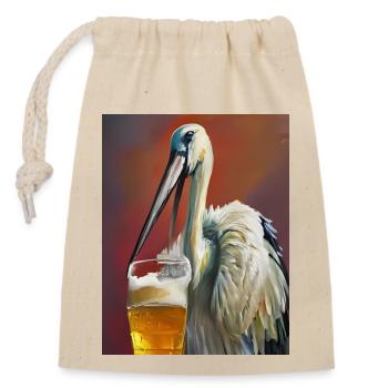 Storchen-Bier - Verschließbarer Geschenkbeutel aus Baumwolle (14x20cm) - Natur - Vorne