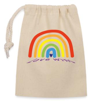 regenbogen love wins - Verschließbarer Geschenkbeutel aus Baumwolle (14x20cm) - Natur - Vorne