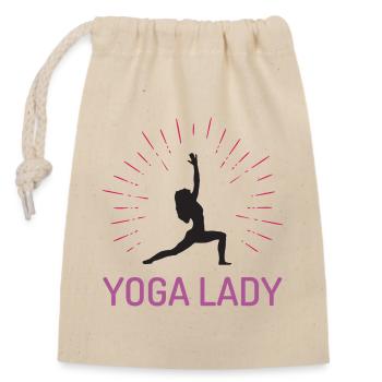 Yoga-Mädchen - Verschließbarer Geschenkbeutel aus Baumwolle (14x20cm) - Natur - Vorne