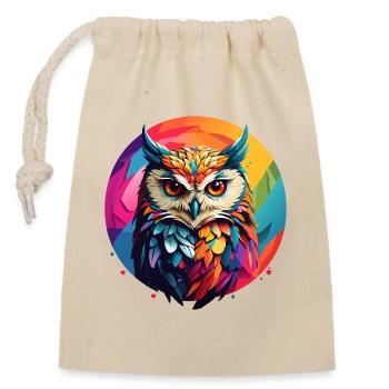 Colorful Graphic Owl for Owl Fans and Bird Lovers - Closable cotton gift bag (14x20cm) - nature - Front
