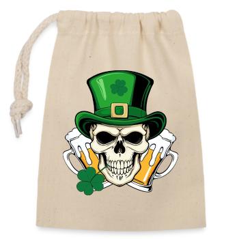 Totenkopf San Patrick Tag - Verschließbarer Geschenkbeutel aus Baumwolle (14x20cm) - Natur - Vorne