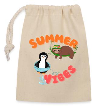 Ambiance estivale - Sac cadeau en coton avec cordon (14 x 20 cm) - nature - Devant
