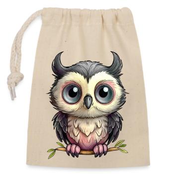 Petite Chouette - Sac cadeau en coton avec cordon (14 x 20 cm) - nature - Devant