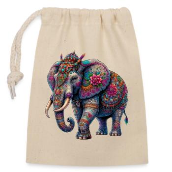 Elephant - Closable cotton gift bag (14x20cm) - nature - Front