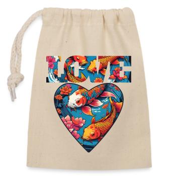 Love - Closable cotton gift bag (14x20cm) - nature - Front