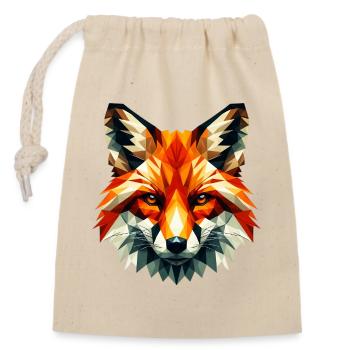 Polygonaler Fuchs - Verschließbarer Geschenkbeutel aus Baumwolle (14x20cm) - Natur - Vorne