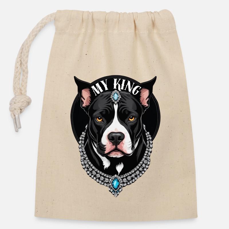 My King the Pitbull - Closable cotton gift bag (14x20cm) - nature