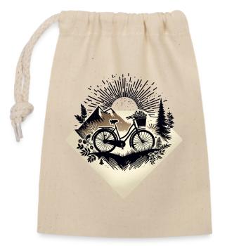 Bike - Closable cotton gift bag (14x20cm) - nature - Front